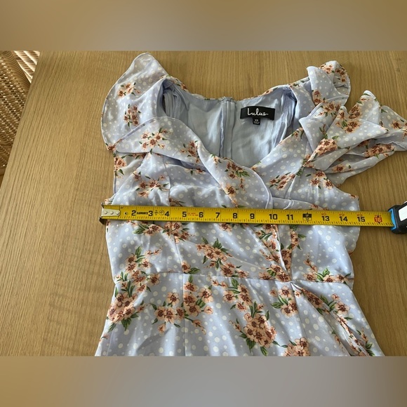 Lulu’s|Cairo Periwinkle Floral Print Ruffled Midi Dress,Polka Dot•Super Cute🫶🏻 - Picture 14 of 16